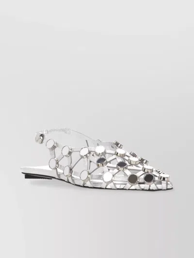 Attico Metallic Ballerina Sandals With Silver Mirror Detailing