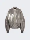 Attico Mirror-like Leather Anja Bomber With Vintage Effect In Silver