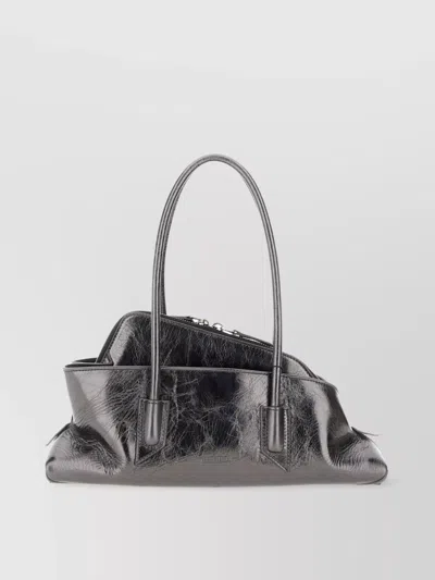 Attico Metallic Double Handle Shoulder Bag In Gray