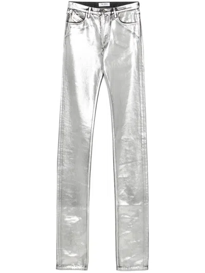 Attico Metallic-finish Jeans In Silver
