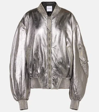 Attico Metallic Leather Bomber Jacket