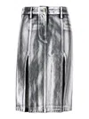 Attico Metallic Midi Skirt With Two Front Splits And Logo Detail On The Button