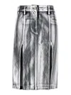 Attico Metallic Midi Skirt With Two Front Splits And Logo Detail On The Button In Cotton Woman