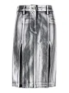 Attico Metallic Midi Skirt With Two Front Splits And Logo Detail On The Button In Cotton Woman In Gray