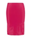 Attico High-waisted Knee-length Pencil Skirt Satin Finish In Red
