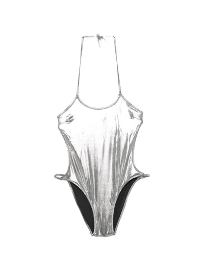 Attico Metallic-effect Halterneck Swimsuit