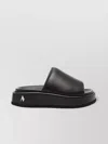 Attico Mia Calf Leather Flatform Sandals In Black