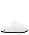 Attico Mia Leather Flatform Slides In White