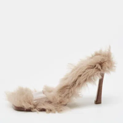 Pre-owned Attico Mia Size 39 Transparent Shearling Fur Slide Sandals