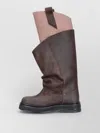 Attico Mid Calf Boots Flat Sole Pull Tab In Brown
