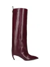 Attico 65mm Lea Pointed-toe Leather Boots In Burgundy