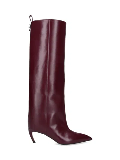ATTICO MID-CALF BROWN LEATHER BOOTS