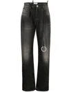 Attico Mid-rise Tapered-leg Jeans In Grey