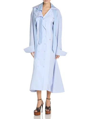 Attico Midi Double Breasted Shirt Dress In Blue