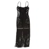 Attico Illusion Embroidered Tulle Long Dress In Black