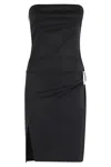 Attico Womens Black Engraved-hardware Bandeau Wool Mini Dress In Black