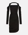 Attico Black Midi Dress In Viscose Crêpe In Black