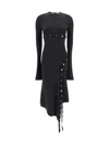 Attico Asymmetric Dress With Snap Buttons In Black