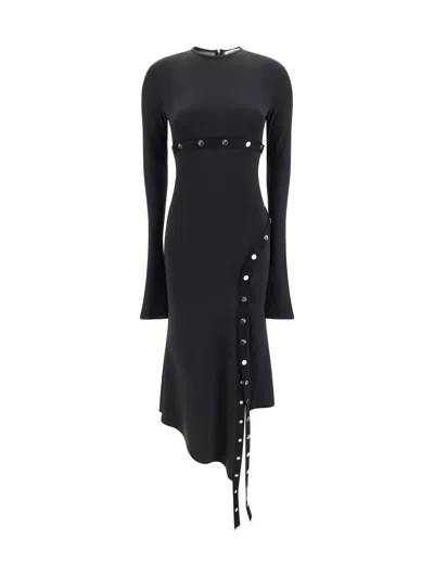 Attico Black Midi Dress With Snap Buttons