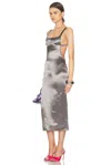 Attico Open-back Satin Midi Dress In Brown