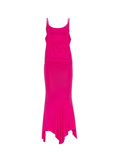 Attico Layered Mermaid-silhouette Maxi Dress In Pink