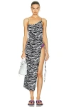 Attico White And Black Midi Dress In White & Black