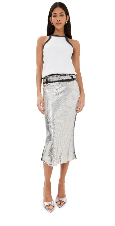 ATTICO MIDI DRESS WHITE/SILVER