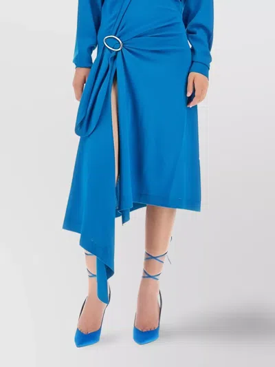 Attico Midi Dress With Asymmetric Hem And Belted Waist