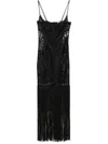 Attico Illusion Embroidered Tulle Long Dress In Black