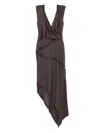 Attico Asymmetrical Midi Dress With Twisted Detail In Brown