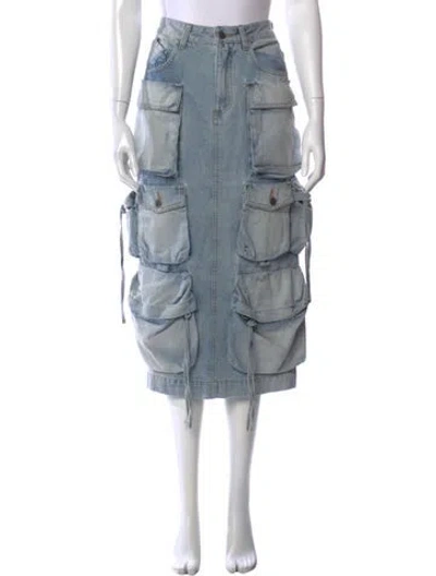 Pre-owned Attico Midi Length Skirt In Blue