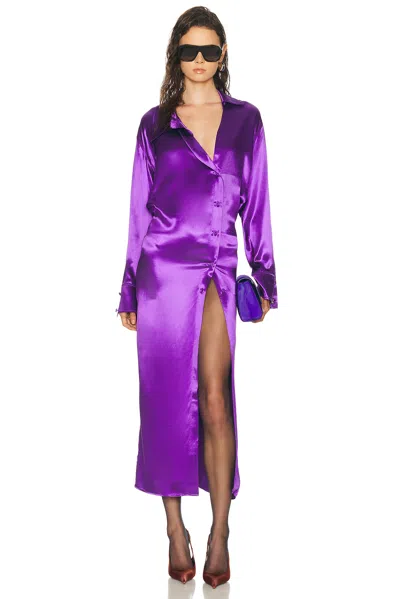 Attico Midi Satin Dress In Purple