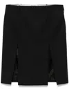Attico Black Skirt With Two Front Slits And Logo Plaque On The Rear In Wool Woman In Black  