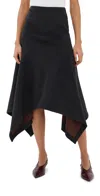 Attico Grey Midi Skirt With Logo Lettering And Handkerchief Hem In Cotton Woman In Gray