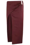 Attico Draped Midi Skirt With Front Slit And Metal In Multi