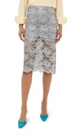 Attico Lace Midi Skirt In Silver