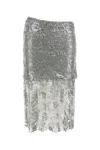 Attico Lace Midi Skirt In Silver