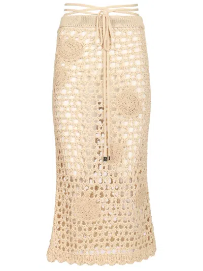 Attico Crochet-knit Midi Skirt In Neutral