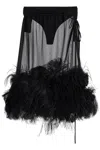 Attico Chic Low-waisted Midi Skirt With Feather Embellishment