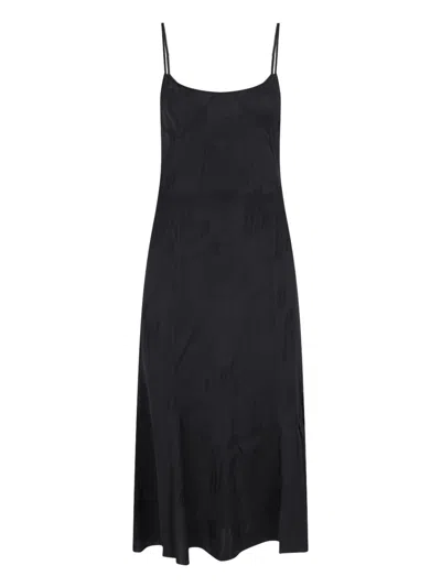Attico Midi Slip Dress In Black  