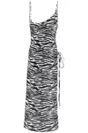 Attico Zebra Print Spaghetti Strap Beach Dress In Bianco