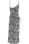 Attico Zebra Print Spaghetti Strap Beach Dress In Bianco