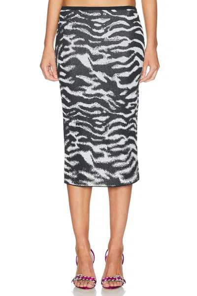 Attico Midi Zebra Skirt In Black