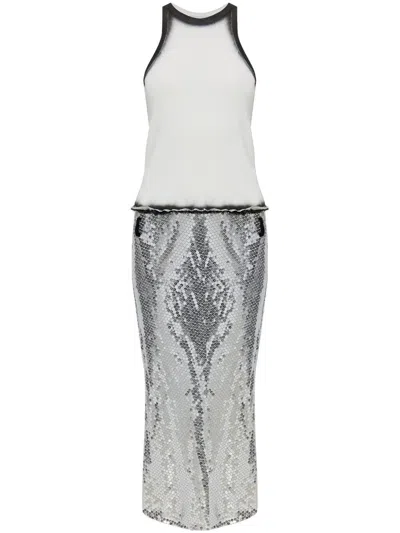 ATTICO PANELLED MIDI DRESS - WOMEN'S - COTTON/ELASTANE/POLYESTER