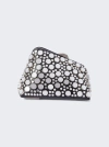 Attico Mini Midnight Mirrored Studs Leather Clutch With Shoulder Strap In Black