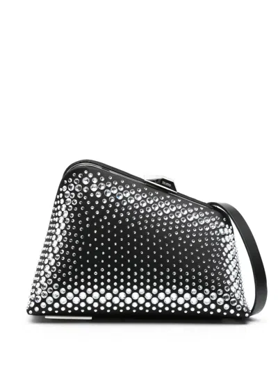 Attico Midnight Rhinestone-embellished Clutch Bag In Black,crystals