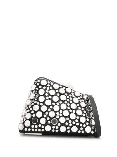 Attico The  Mini Midnight Clutch With Mirrored Studs In Black