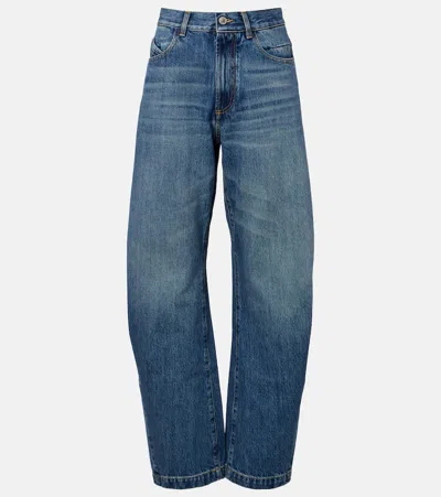 Attico Mid-rise Barrel-leg Jeans In Blue