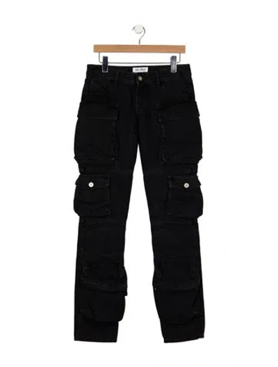 Pre-owned Attico Mid-rise Straight Leg Jeans In Black
