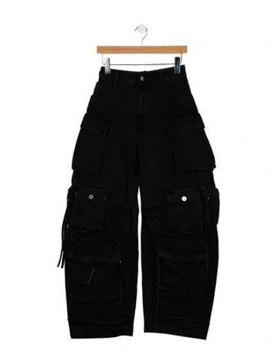Pre-owned Attico Mid-rise Wide Leg Jeans In Black